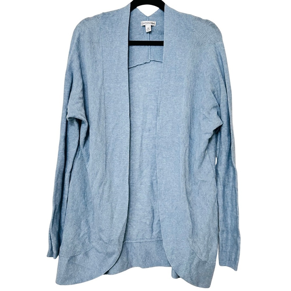 Croft & Barrow Blue Open Front Lightweight Soft Cozy Knit Cardigan Women’s Sz M